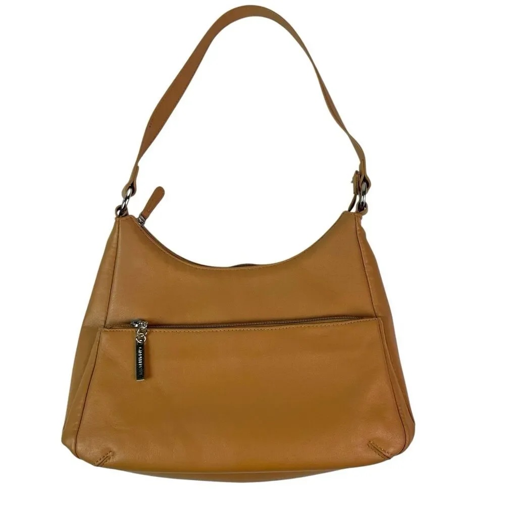 GIANI BERNINI Napa Leather Hobo Shoulder Bag Tan Classic Minimalist Preppy Retro